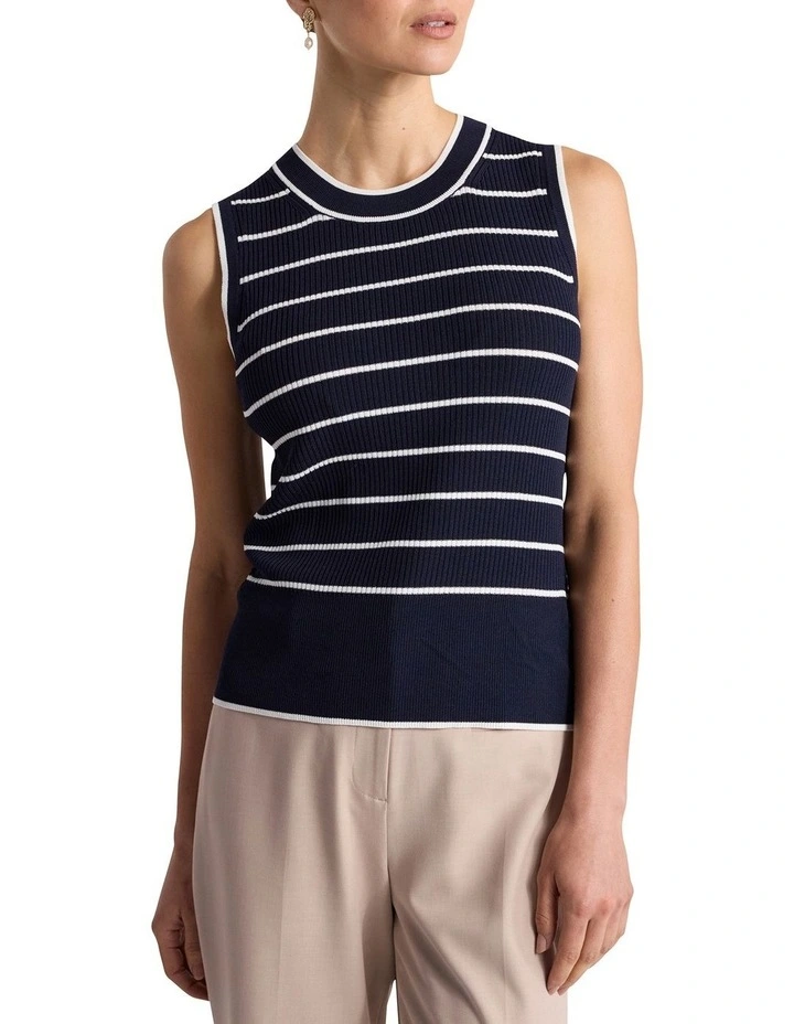 Arquette Knit Tank in Navy Stripe image 1
