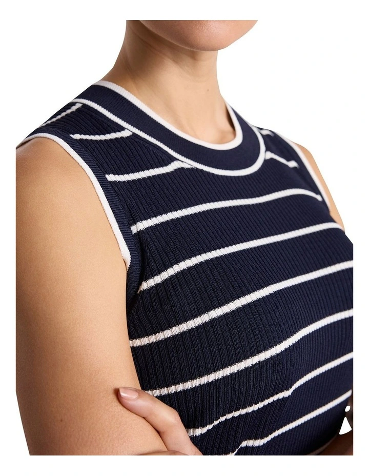 Arquette Knit Tank in Navy Stripe image 3