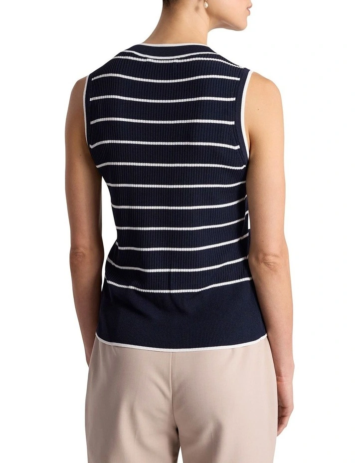 Arquette Knit Tank in Navy Stripe image 4