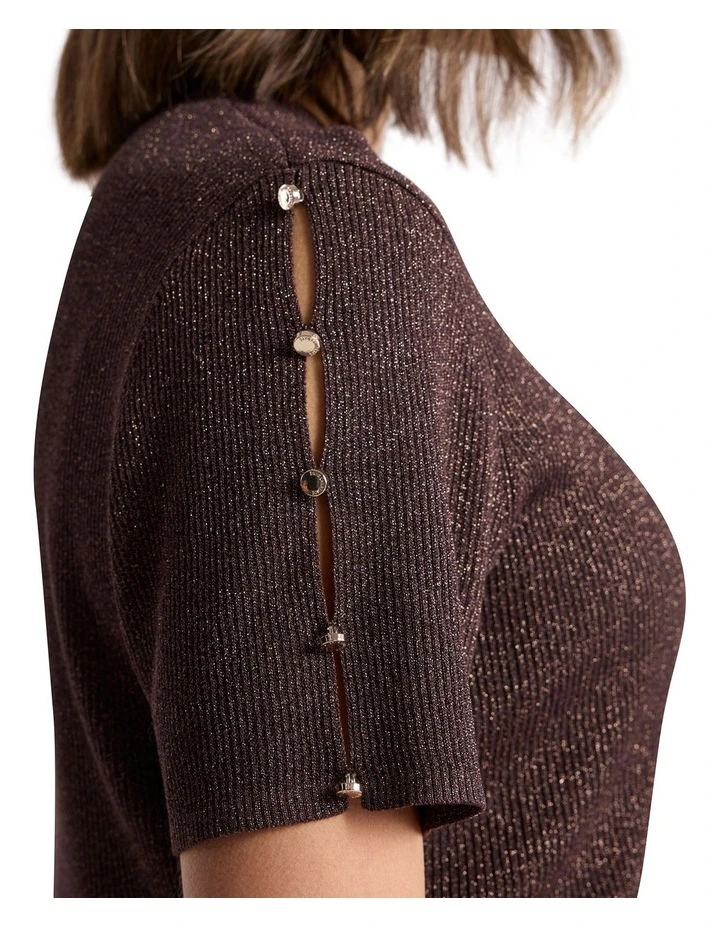 Caila Knit Tee in Chocolate image 3