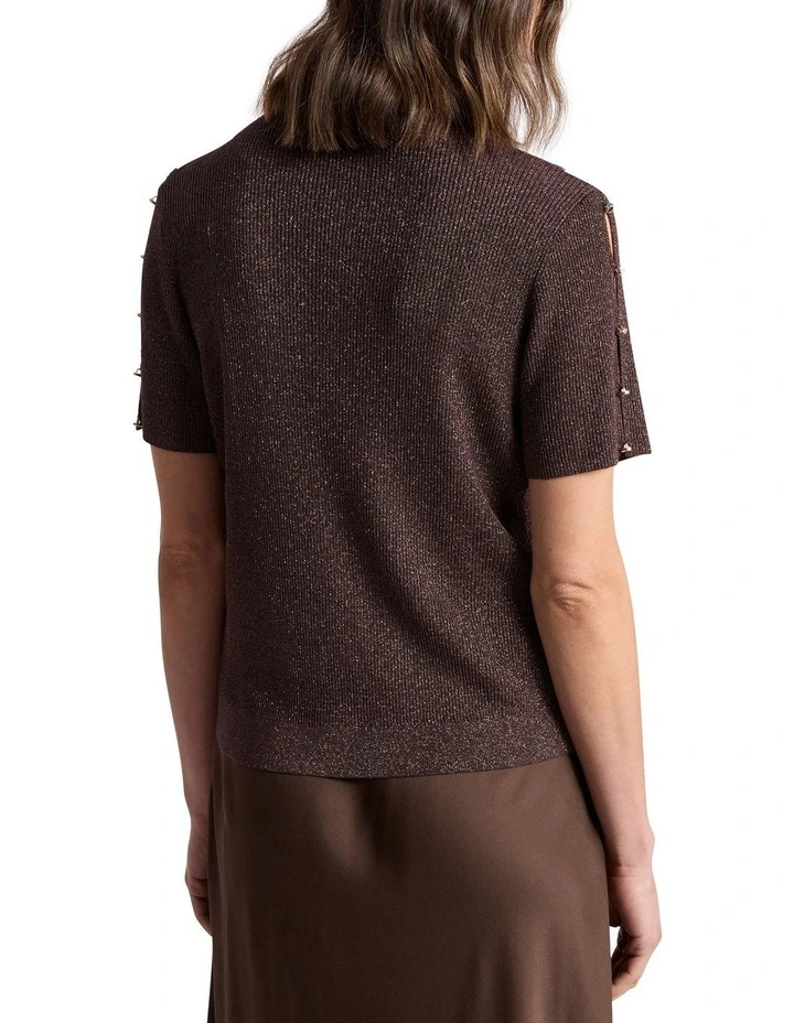 Caila Knit Tee in Chocolate image 4