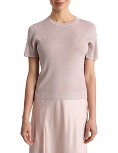 Caila Knit Tee in Persica Pink