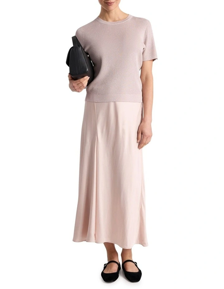 Caila Knit Tee in Persica Pink image 2