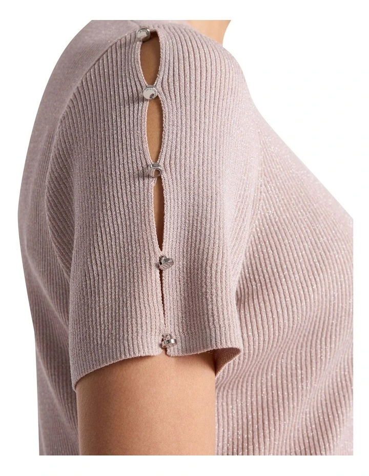 Caila Knit Tee in Persica Pink image 3