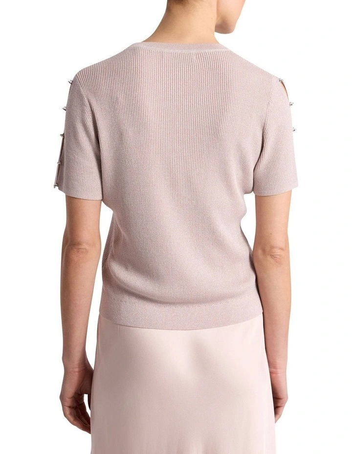 Caila Knit Tee in Persica Pink image 4