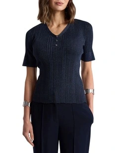 Aleese Knit Tee in Navy