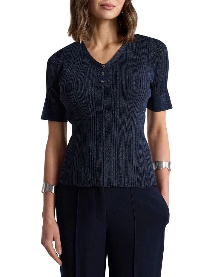 Aleese Knit Tee in Navy image 1