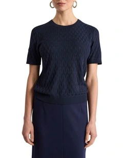 Cheyne Knit Tee in Navy