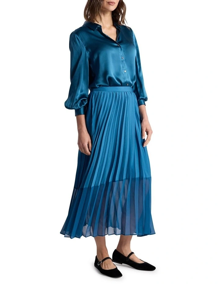 Donni Pleated Skirt in Prussian Blue image 1