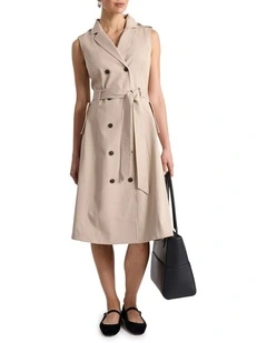 Bennett Trench Dress in Pebble