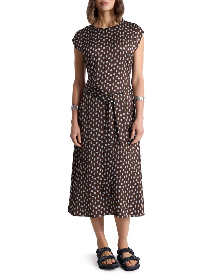 Maika Viscose Dress in Brown Multi image 1