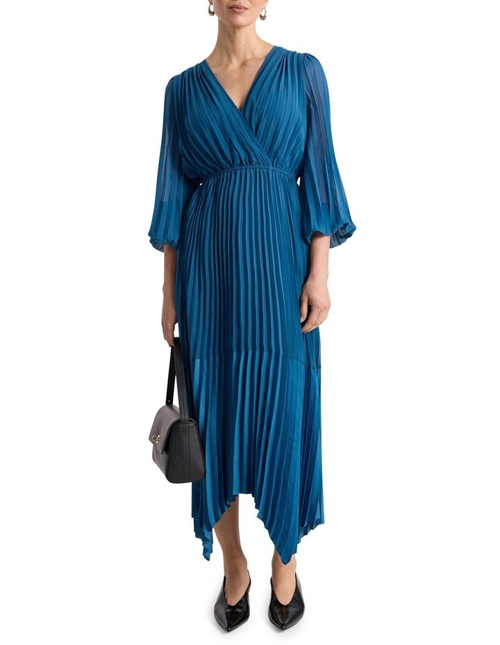 Donni Pleated Dress in Prussian Blue image 1