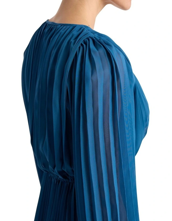 Donni Pleated Dress in Prussian Blue image 2