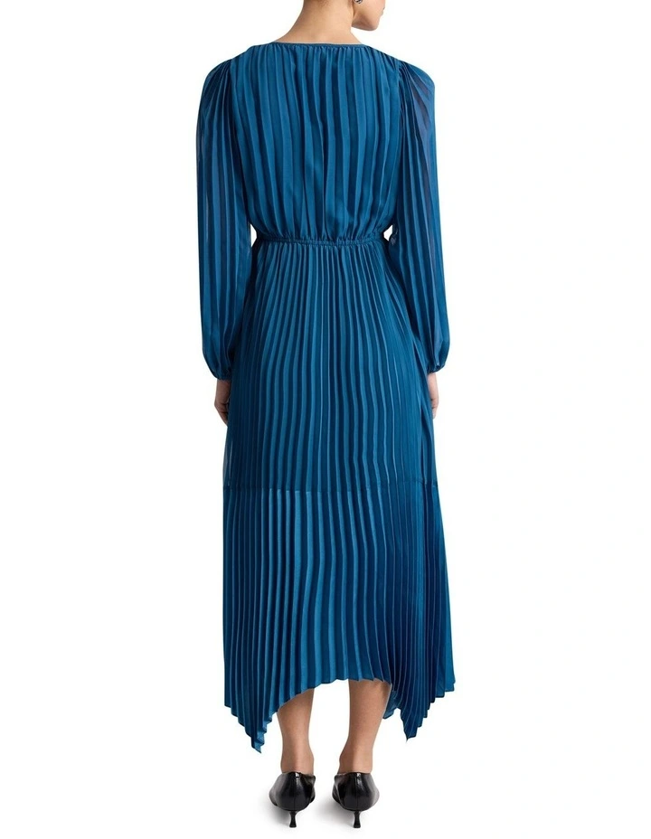Donni Pleated Dress in Prussian Blue image 4