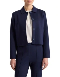 Jenni Ponte Crop Jacket in Navy