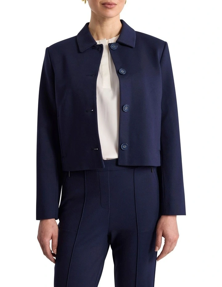 Jenni Ponte Crop Jacket in Navy image 1