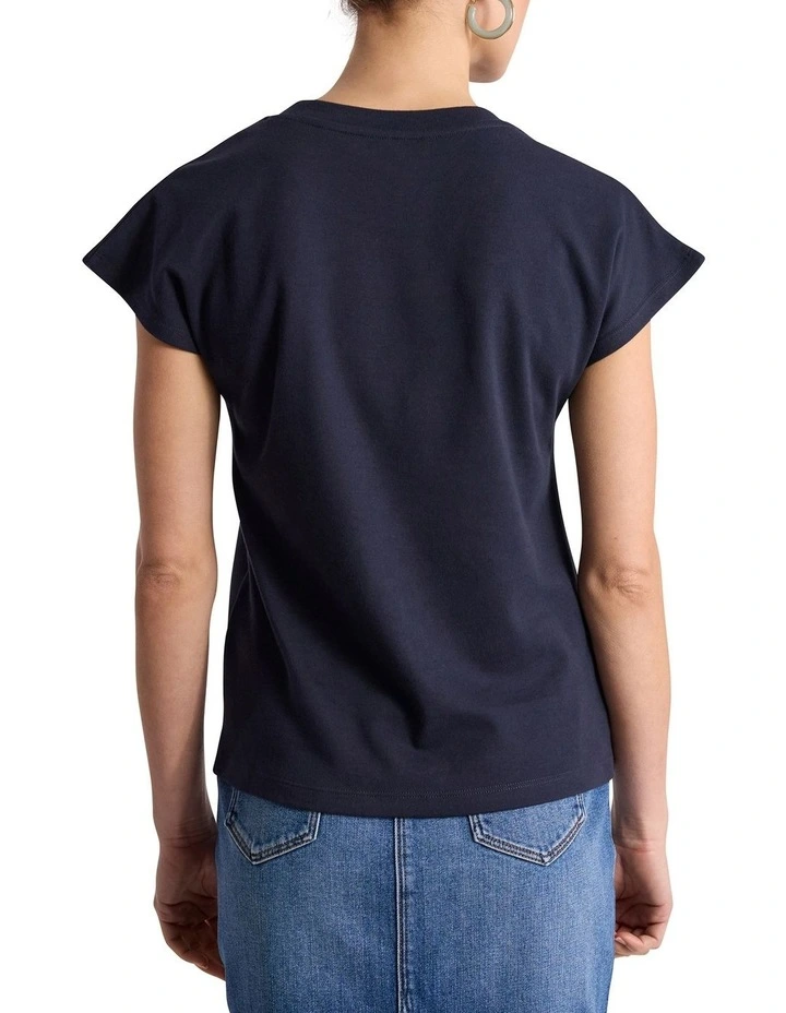Idris Cotton Tee in Navy image 4