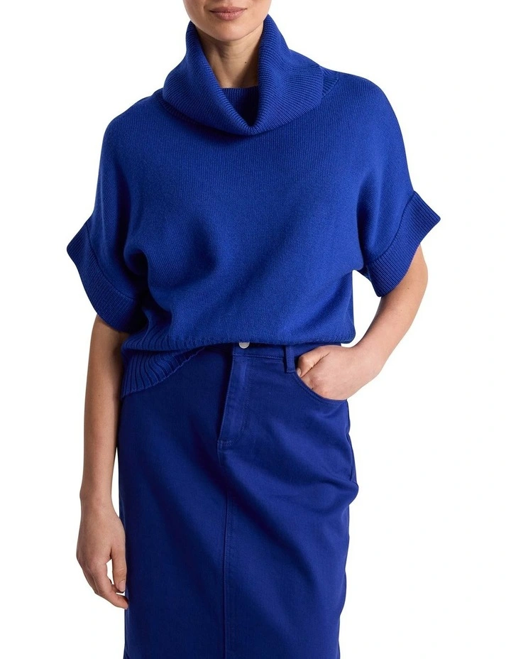 Roll Neck Gilet in Cerulean Blue image 1