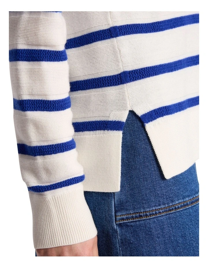 Rea Merino Stripe Knit in Cerulean Blue Stripe image 3