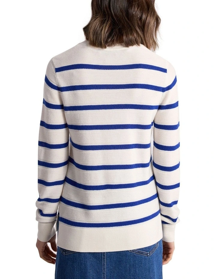 Rea Merino Stripe Knit in Cerulean Blue Stripe image 4