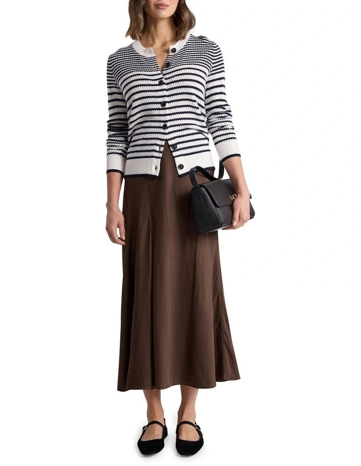 Zoe Wool Blend Cardigan in Navy Stripe image 2