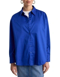 Perrie Cotton Shirt in Cerulean Blue