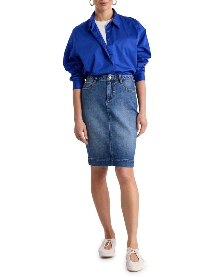 Perrie Cotton Shirt in Cerulean Blue image 3