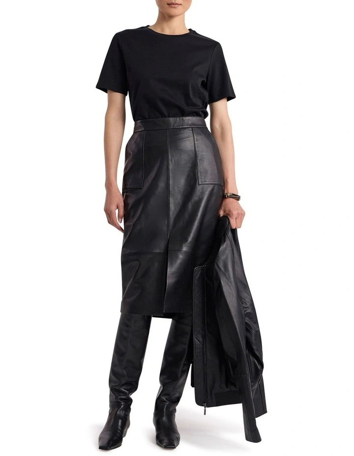 Ellen Leather Skirt in Black image 1