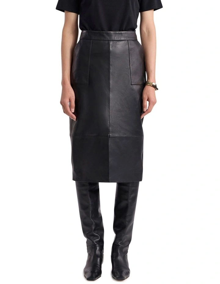 Ellen Leather Skirt in Black image 2