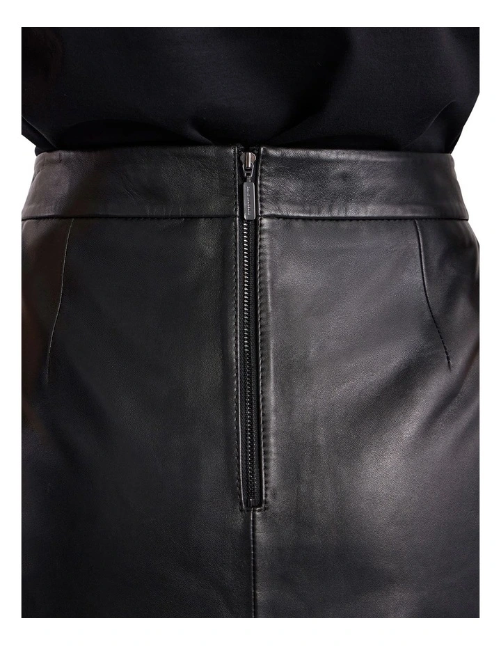 Ellen Leather Skirt in Black image 4