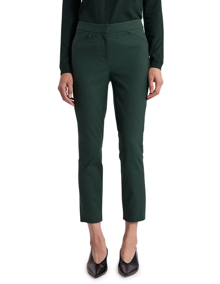 Sarah Compact Cotton Pant in Deep Pine image 2