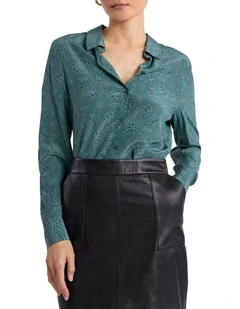 Thierry Silk Shirt in Green Multi