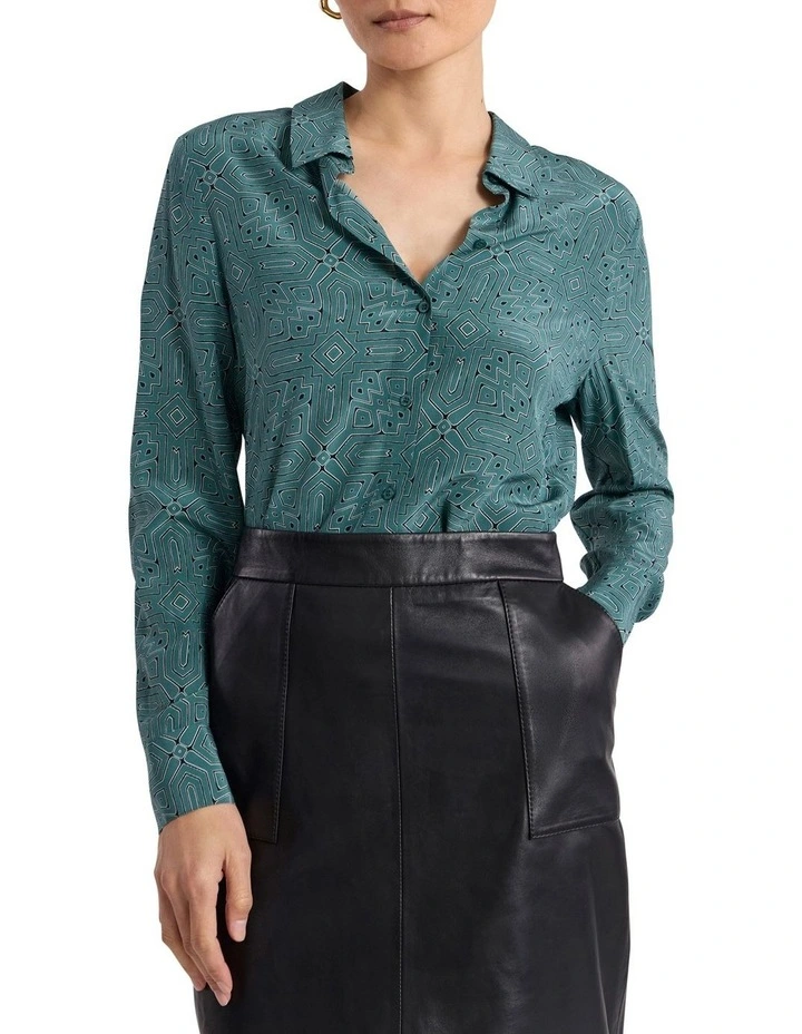 Thierry Silk Shirt in Green Multi image 1