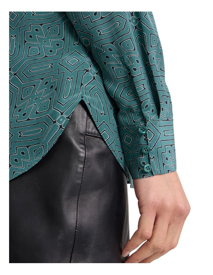 Thierry Silk Shirt in Green Multi image 3