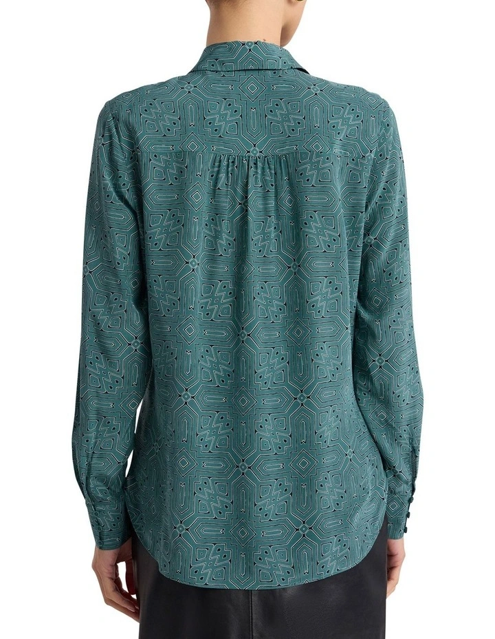 Thierry Silk Shirt in Green Multi image 4