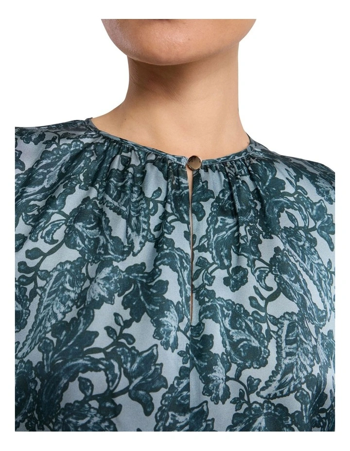 Connie Silk Blouse in Green Multi image 3
