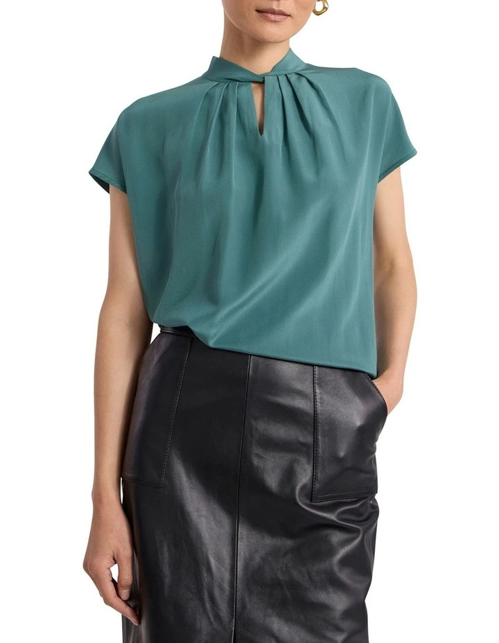 Sabrina Silk Mix Top in Pine Green image 1