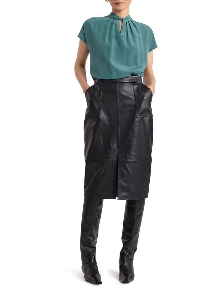 Sabrina Silk Mix Top in Pine Green image 2