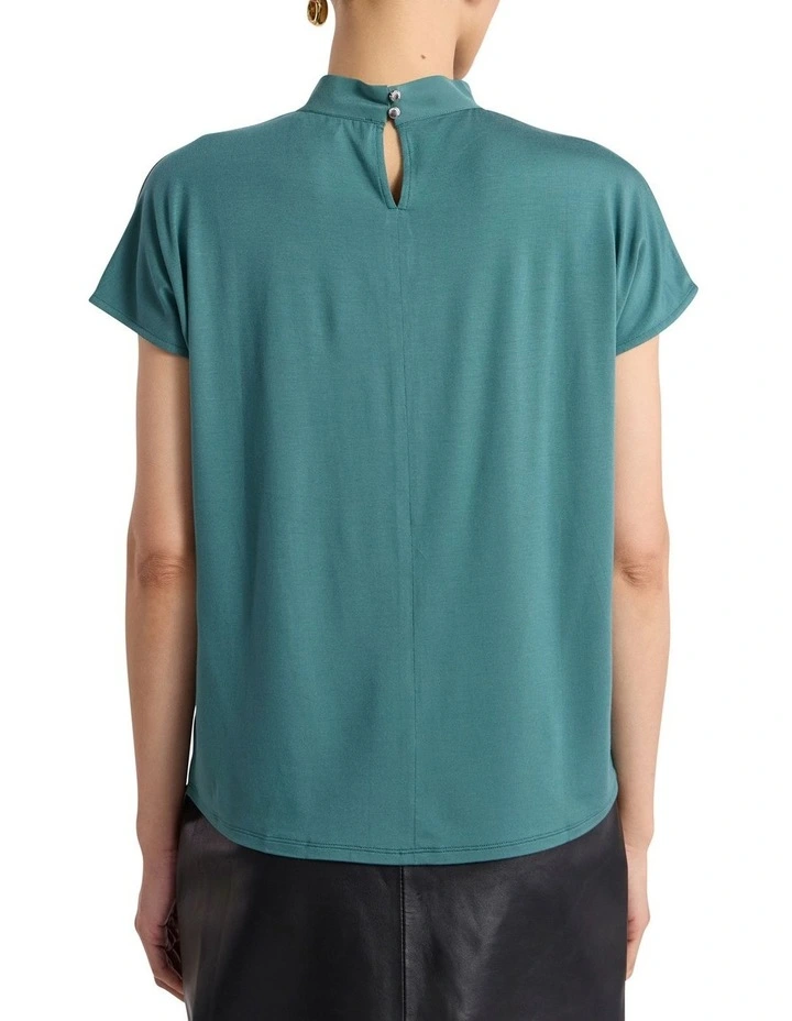 Sabrina Silk Mix Top in Pine Green image 4
