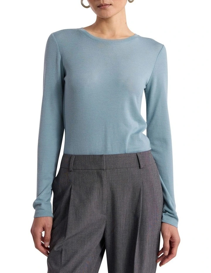 Lorelai Long Sleeve Babywool Top in Eucalyptus Green image 1