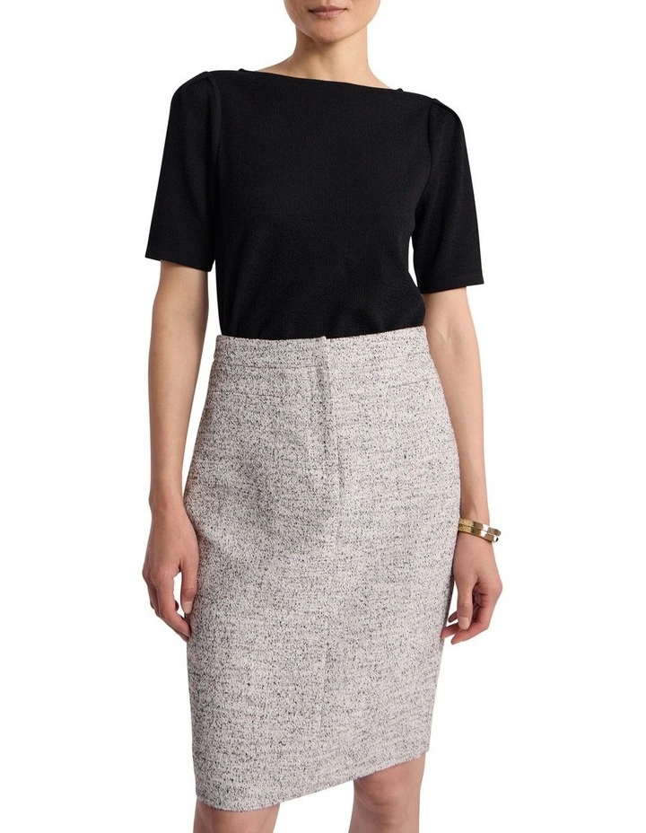 Solana Textured Jersey Top in Black image 1