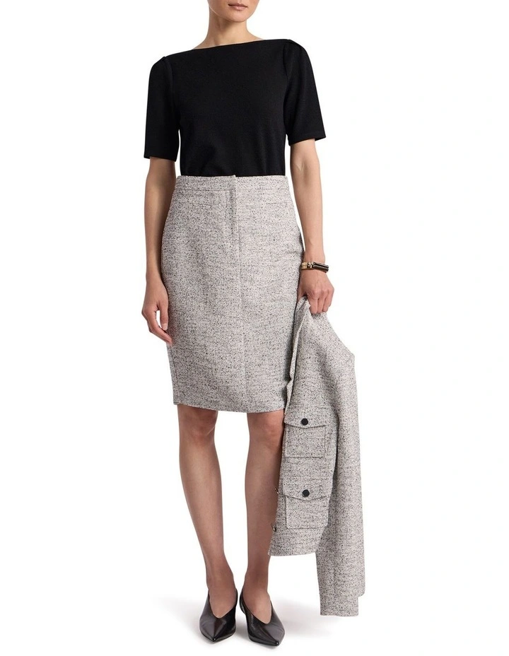 Solana Textured Jersey Top in Black image 2