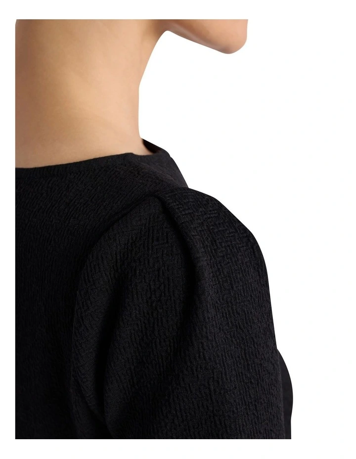 Solana Textured Jersey Top in Black image 3