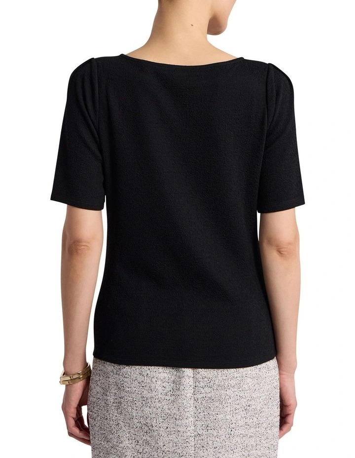 Solana Textured Jersey Top in Black image 4