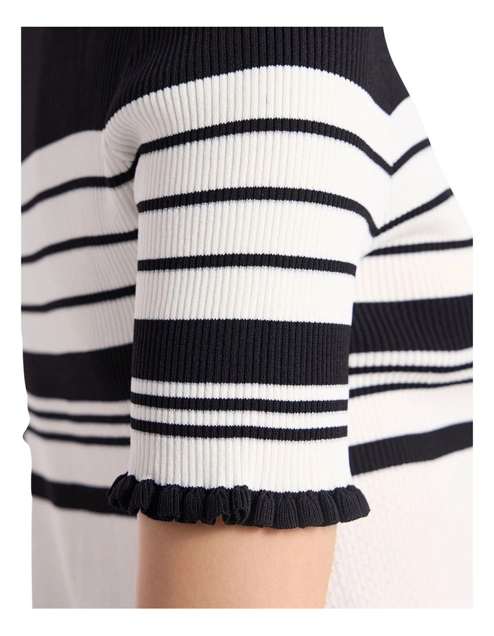 Arlie Stripe Knit Tee in Black Stripe image 3