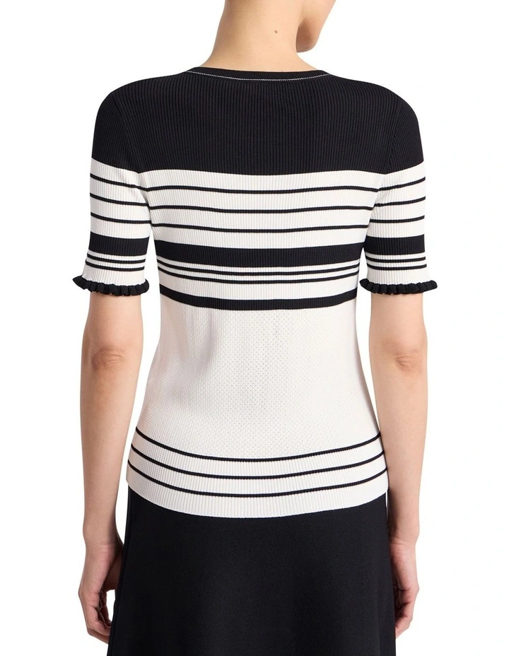 Arlie Stripe Knit Tee in Black Stripe image 4