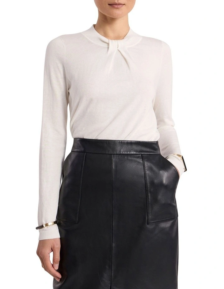 Regina Knit Top in Ivory image 1