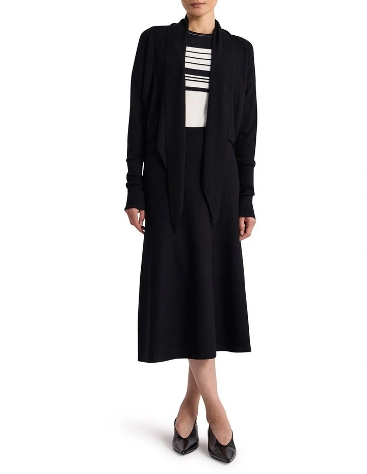 Grayson Merino Wrap Cardigan in Black image 2