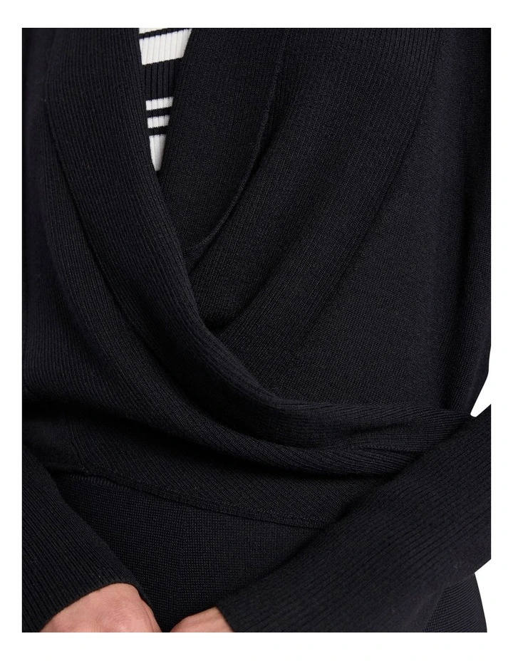 Grayson Merino Wrap Cardigan in Black image 3