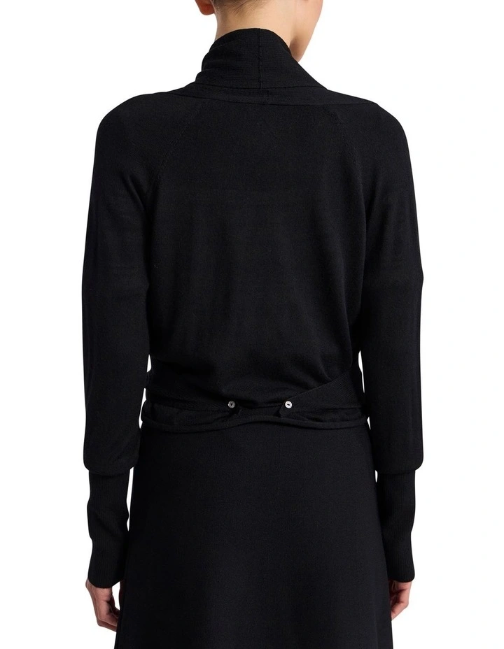 Grayson Merino Wrap Cardigan in Black image 4